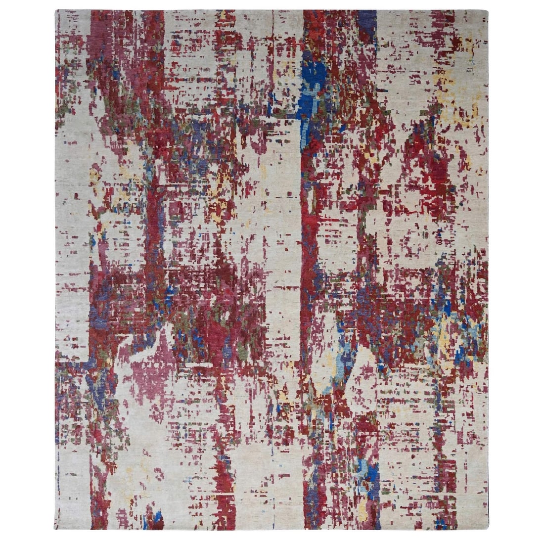 Pure Wool Hand Knotted Beige Abstract Rug Accessible 9'3"x12'2 (1 of 12)