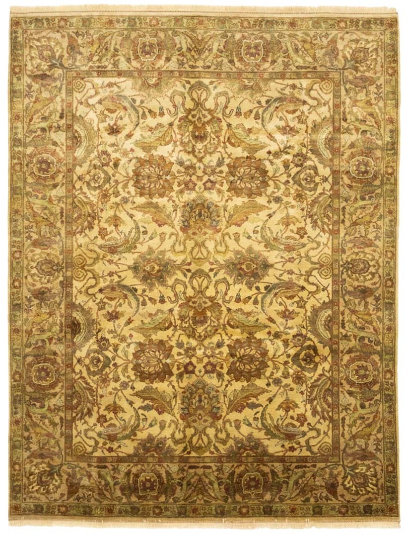 Handmade Floral Design Oriental Rug 9X12 Ft Agra Jaipur Wool Carpet Home Decor Hand-Knotted: Handmade Floral Design Oriental Rug 9X12 Ft Agra Jaipur Wool Carpet Home Decor Hand-Knotted Hand-knotted in traditional Agra Jaipur style, this 9x12 ft floral design Oriental rug boasts a rich, tea-wa