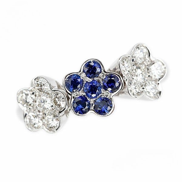 Chantecler Blue Sapphire Diamond Flower 18k White Gold Band Ring US 5.5 EU50: Chantecler Blue Sapphire Diamond Flower 18k White Gold Band Ring US 5.5 EU50 Item Specifics: Antique: No Shape: Flower Main Stone Creation: Natural Occasion: Anniversary Birthday Christening Christmas