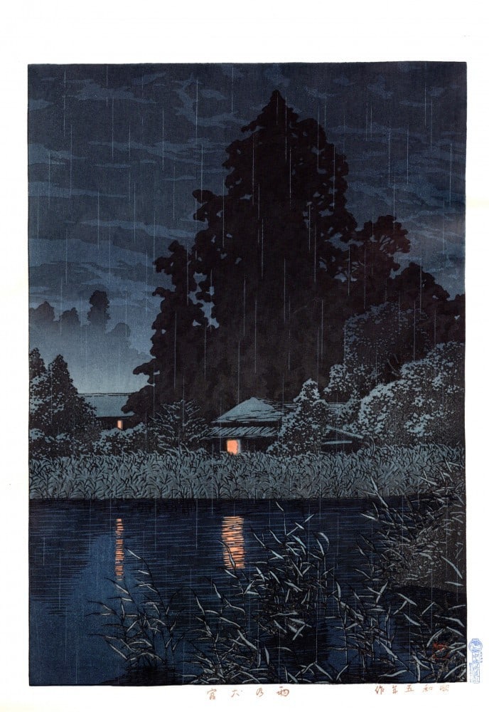 Signed Rainy Omiya Woodblock Sealed Stamped 1930 Hasui Kawase: Signed Rainy Omiya Woodblock Sealed Stamped 1930 Hasui Kawase Item Specifics: Type: Print Product Disclaimer: Please review the full description and photos. Lithographs may be plate-signed, hand-signe