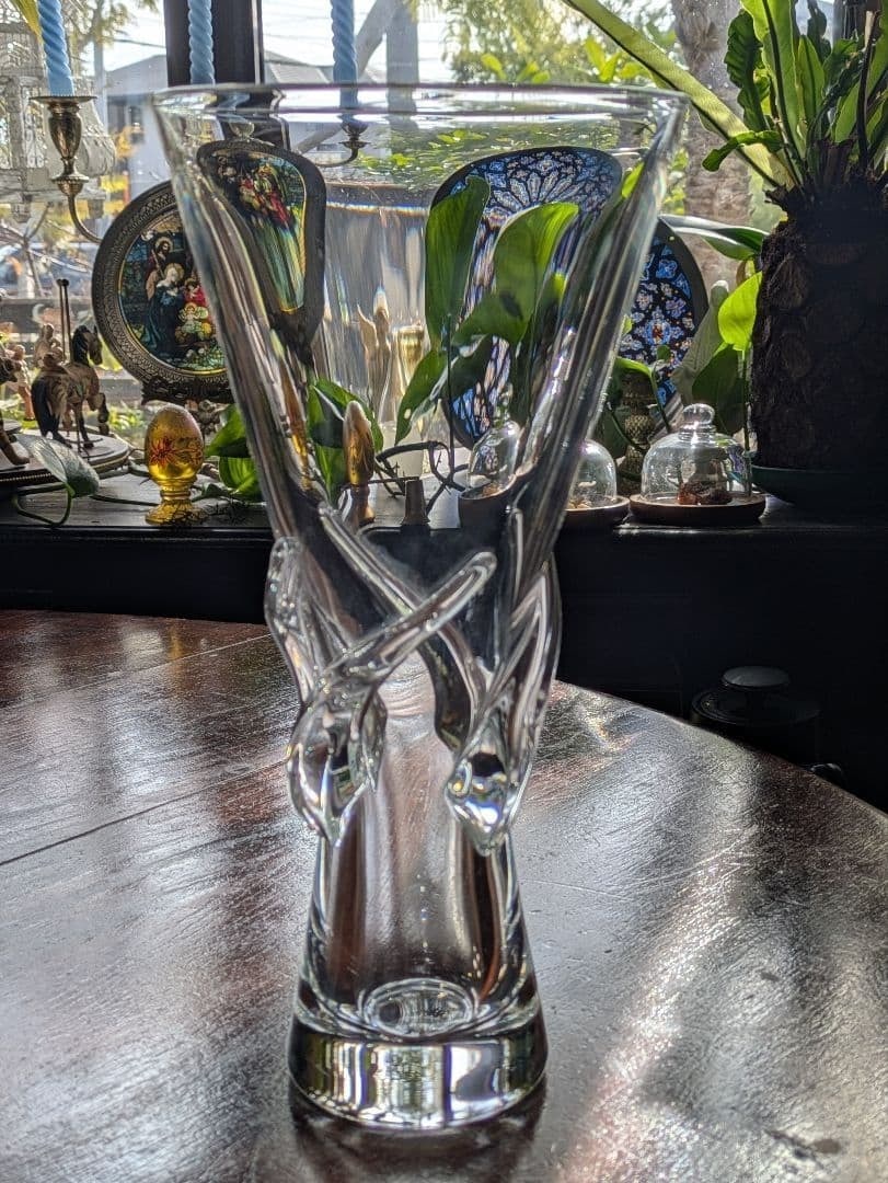 Crystal Rose Flower Vase RARE Vintage Steuben Glaas George Thompson #8090 (1 of 8)