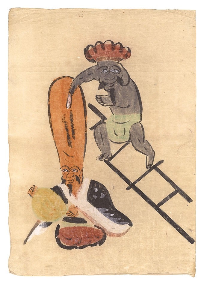 Japanese Otsu e Folk Art Painting Hand Painted by Jurojin God of Longevity: Japanese Otsu e Folk Art Painting Hand Painted by Jurojin God of Longevity Item Specifics: Artist: Unknown Subject: Jurojin / God of Longevity Material: Paper Style: Japanese Size: 34 x 24 cm Product 
