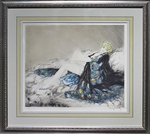 Collectible Art Etching Signed Framed With Box Robe 1926 Silk Louis Icart (1 of 9)