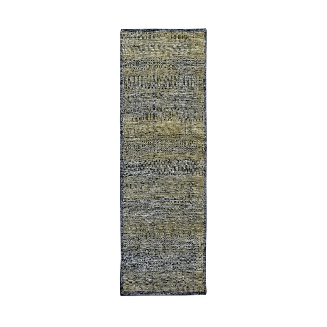 2'6"x8' Brown & Black Hand Knotted Oxidized Grass Design Wool Runner Rug: 2'6"x8' Brown & Black Hand Knotted Oxidized Grass Design Wool Runner Rug Brown & Black Hand Knotted Oxidized Grass Design Wool Runner Rug is a striking modern piece, featuring a unique oxidized grass 