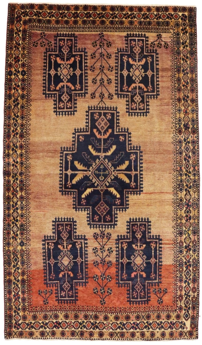 5'5 X 9'7 Ft Semi-Antique Tribal Geometric Wide Runner Rug Oriental Muted Carpet Hand-Knotted (1 of 18)
