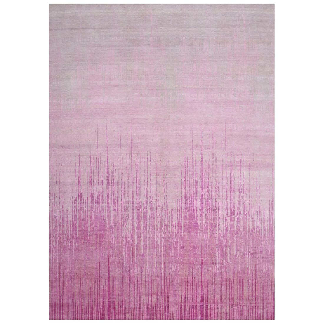 10'x14'3" Pink Natural Wool Hand Knotted Vertical Ombre Design Rug (1 of 11)