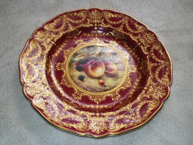 Royal Worcester Cabinet Plate Painted Fruit Signed Nutt 8.9 in Medallion (1 of 4)