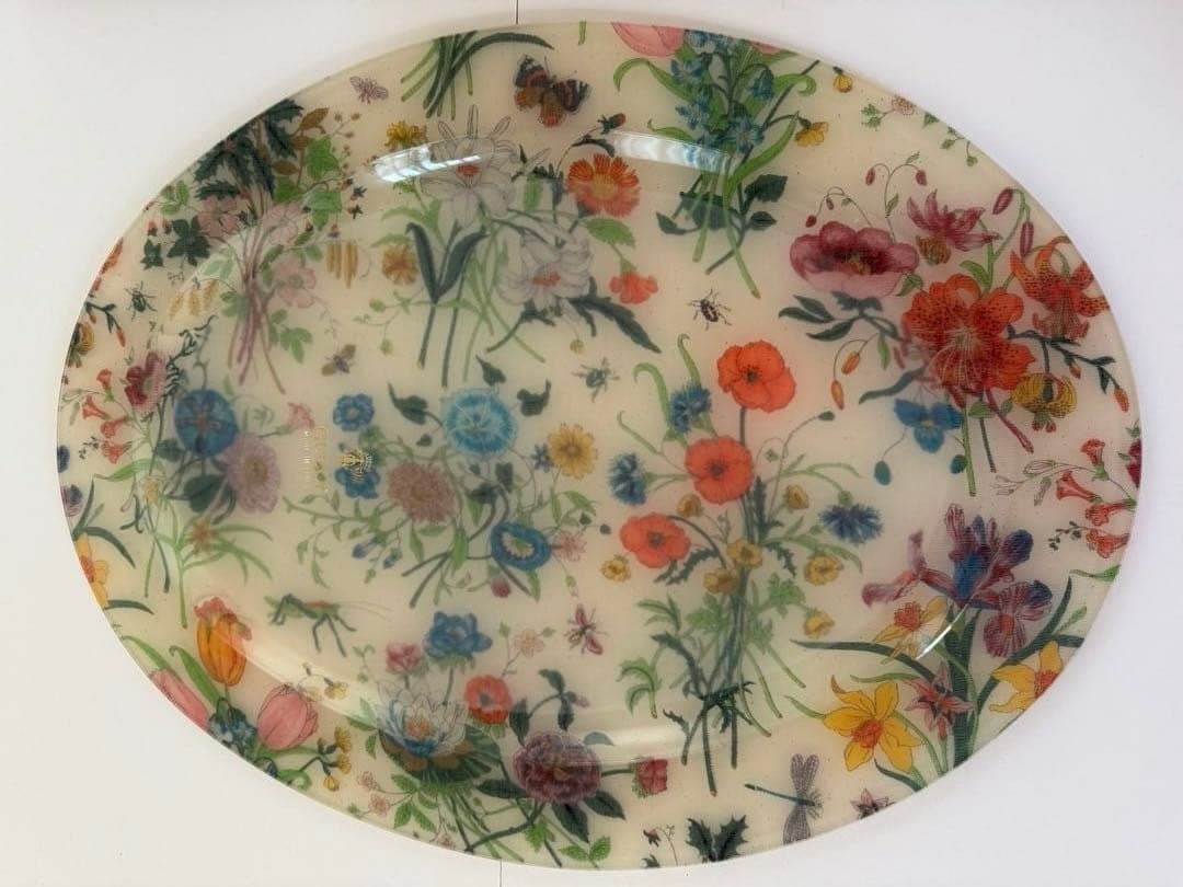 GUCCI Floral Acrylic Tray Oval Rare Italy Serving Plate Home Decor Collectible (1 of 9)