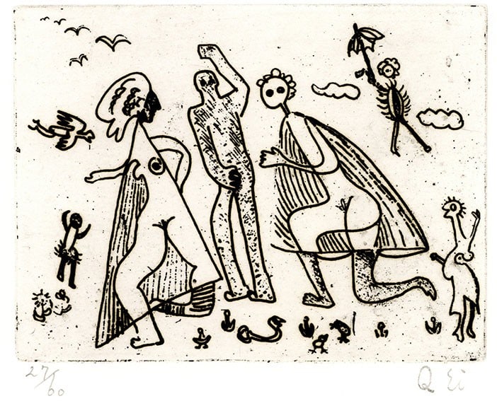 Ei Q Work 3 Japanese Modern Art Copperplate Print Etching Limited Edition 60 (1 of 5)