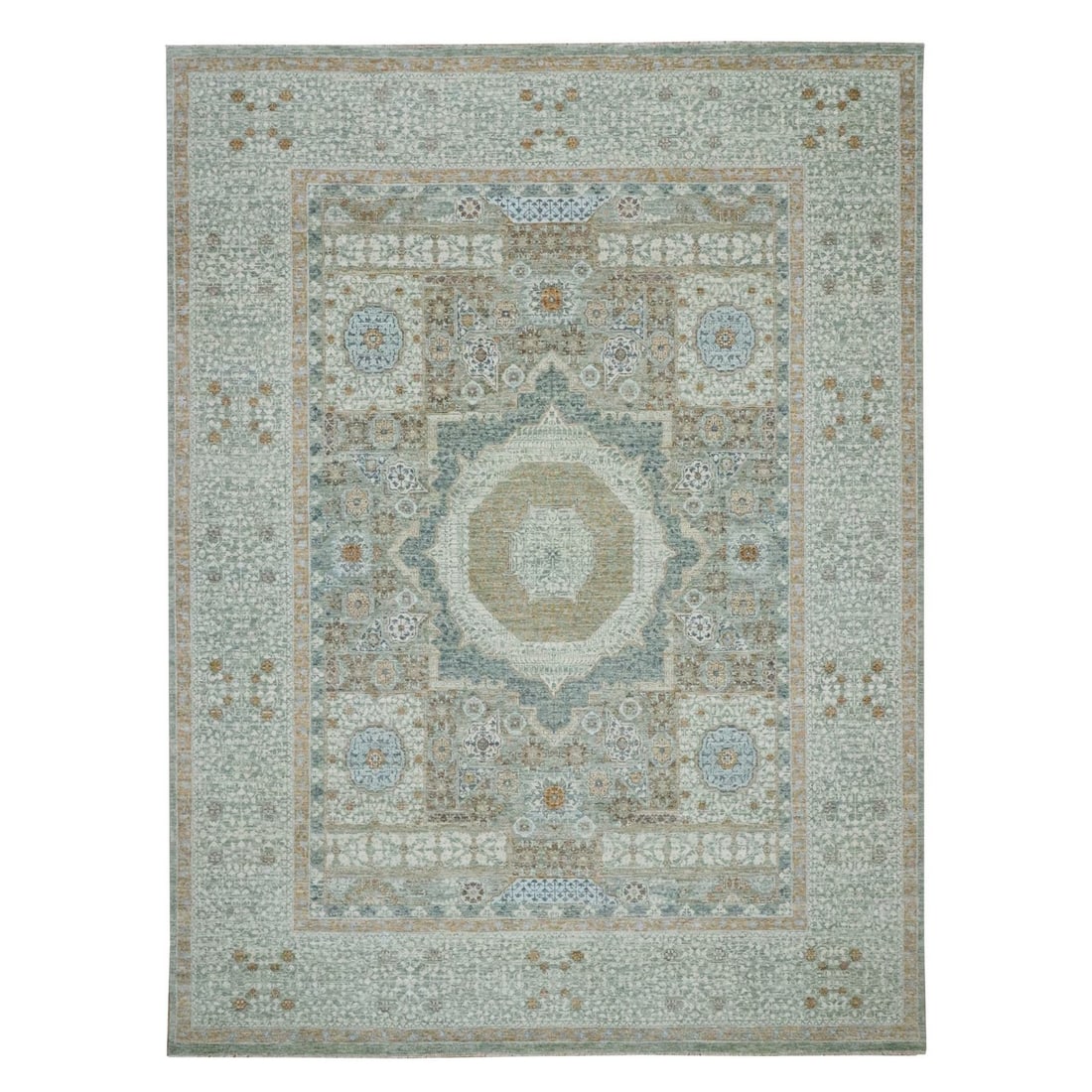 Pistachio Green Hand Knotted Mamluk Design Wool Oriental Rug (1 of 11)