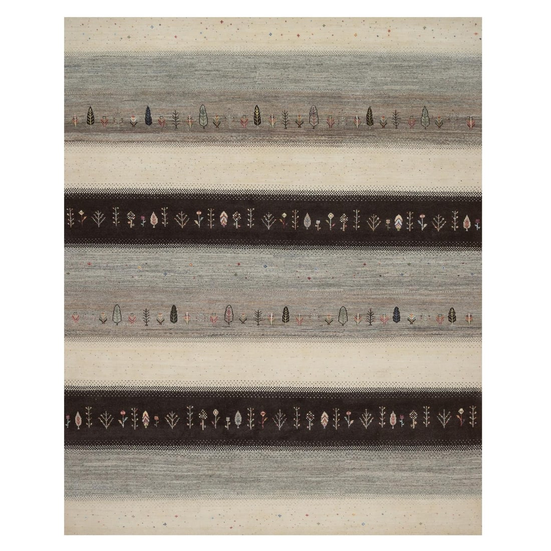 8'2"x10'3" Ivory Modern with Small Tree Design Hand Knotted Wool Oriental (1 of 11)