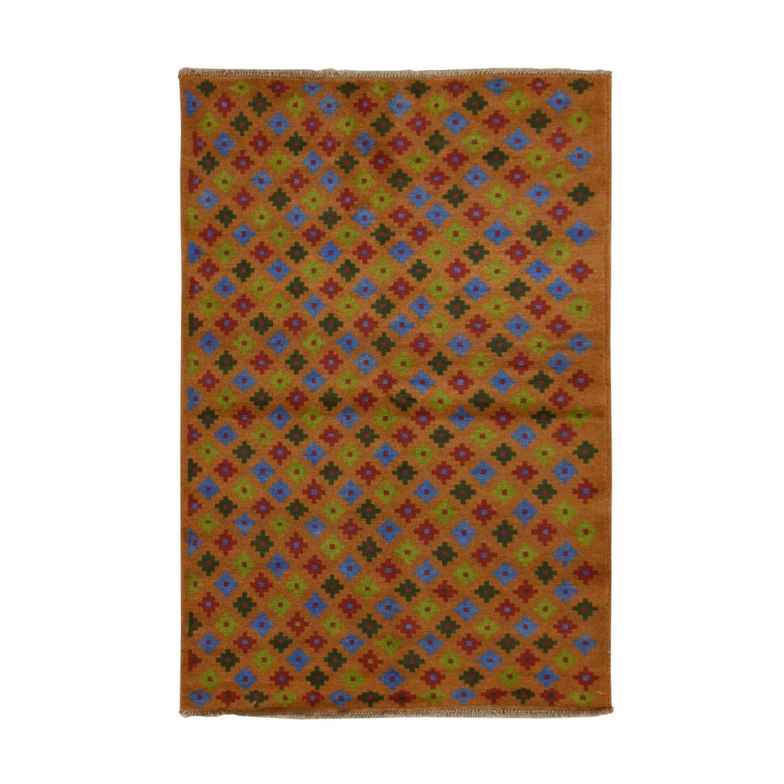 4'1"x6'1" Brown Afghan Balooch with Geometric Design Hand Knotted Wool Rug: 4'1"x6'1" Brown Afghan Balooch with Geometric Design Hand Knotted Wool Rug Brown Afghan Balooch with Geometric Design Hand Knotted Wool Rug, measuring 4'1" x 6'1" and featuring a unique all-over geome
