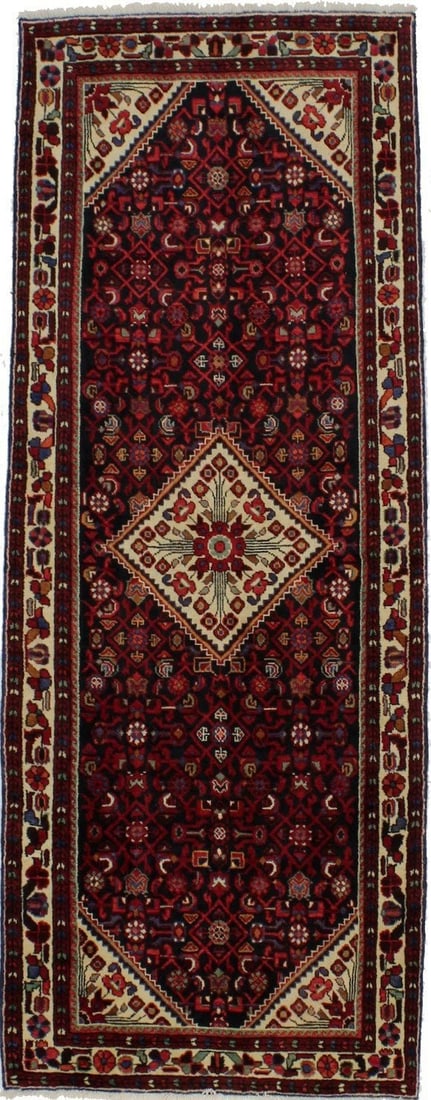 3'9X9'10 Handmade Vintage Tribal Oriental Wool Wide Runner Rug Kitchen 4X10 Ft Hand-Knotted: 3'9X9'10 Handmade Vintage Tribal Oriental Wool Wide Runner Rug Kitchen 4X10 Ft Hand-Knotted This stunning 3'9 x 9'10 hand-knotted wool runner rug boasts a vibrant floral tribal pattern in a rich, dark