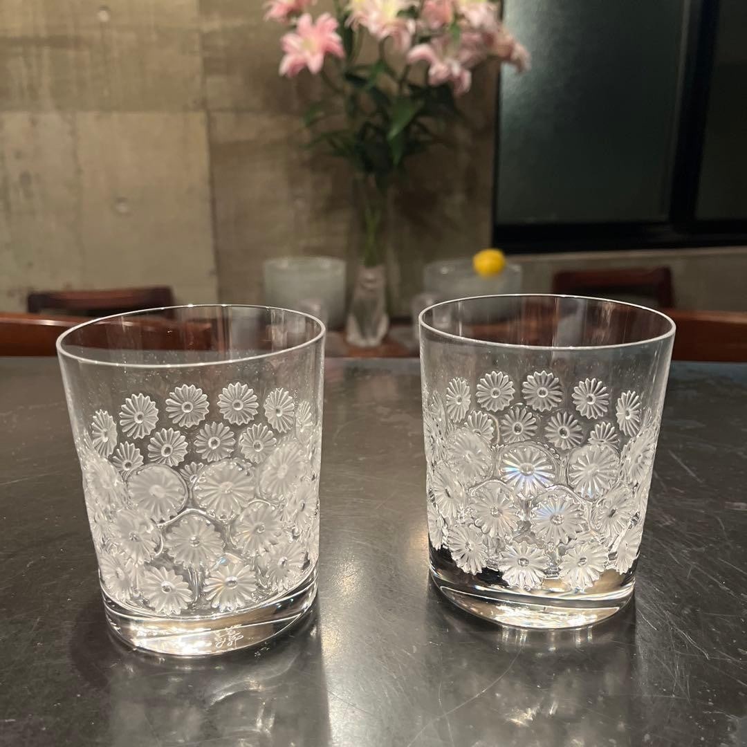 Set of Crystal Whisky Tumblers Set Rocks Floral Daisy Napsbury Lalique (1 of 9)