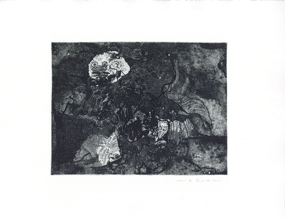 Masuo Ikeda 1957 Signed Copper Print Etching Brides in Fossils Ltd Ed 15 (1 of 7)