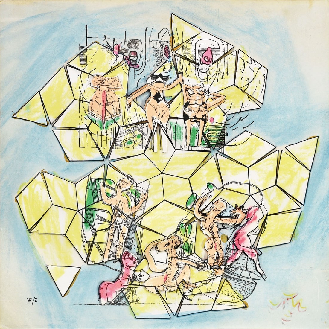 Abstract people unique signature collage lithograph Roberto Infinito 1999 (1 of 11)