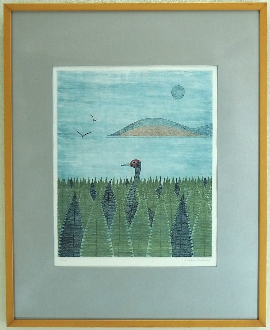 Collectible Japanese Bird Artwork Print Etching by Keiko Minami: Collectible Japanese Bird Artwork Print Etching by Keiko Minami Item Specifics: Unit Of Sale: Single Piece Artist: Keiko Minami Signed By: Keiko Minami Signed: Yes Material: Paper Certificate Of Authe