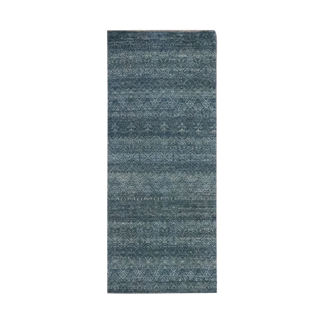 Hand Knotted Runner Rug 2'6"x6'1" Blue Kohinoor Herat Pattern Soft Wool: Hand Knotted Runner Rug 2'6"x6'1" Blue Kohinoor Herat Pattern Soft Wool Soft and vibrant, this hand-knotted wool runner rug boasts a stunning blue Kohinoor Herat pattern, intricately woven in a