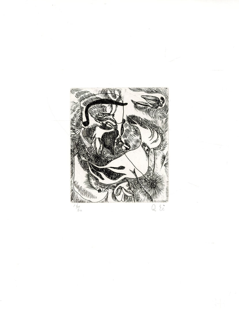 Ei Q Japanese Modern Art Copperplate Print Work 81 Signed Limited Edition: Ei Q Japanese Modern Art Copperplate Print Work 81 Signed Limited Edition Item Specifics: Artist: Ei-Q Subject: Abstract / Modern Art Material: Paper Ink (Copperplate Etching) Style: Japanese Size:
