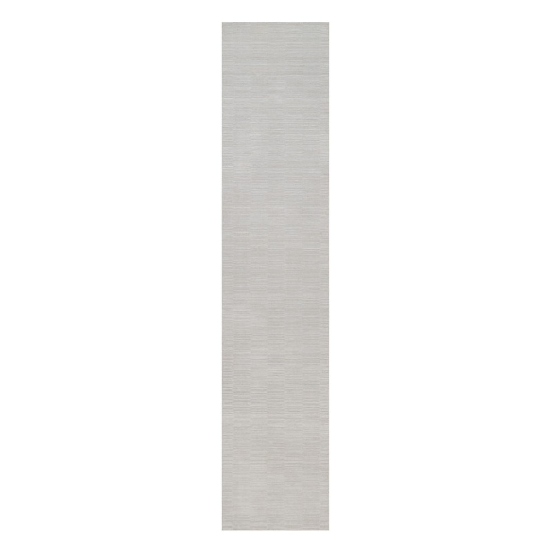2'6"x12' Snow White Hand Loomed Plain Modern Striae Design Wool Runner Rug (1 of 8)