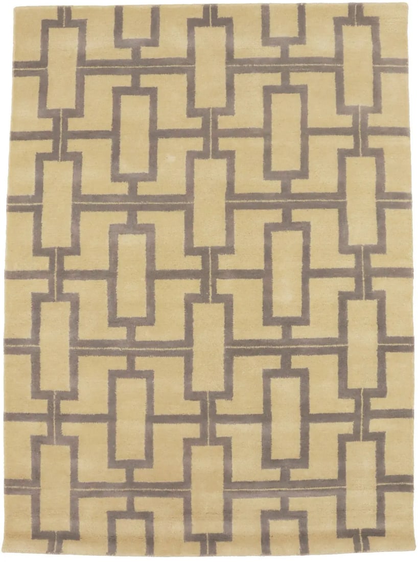 Geometric 5X8 Design Contemporary Hand-Tufted Wool Modern Rug Decor Carpet Hand-Knotted: Geometric 5X8 Design Contemporary Hand-Tufted Wool Modern Rug Decor Carpet Hand-Knotted Geometric 5X8 Design Contemporary Hand-Tufted Wool Modern Rug. This 5'0 x 8'0 cream and purple-gray hand-tufted 