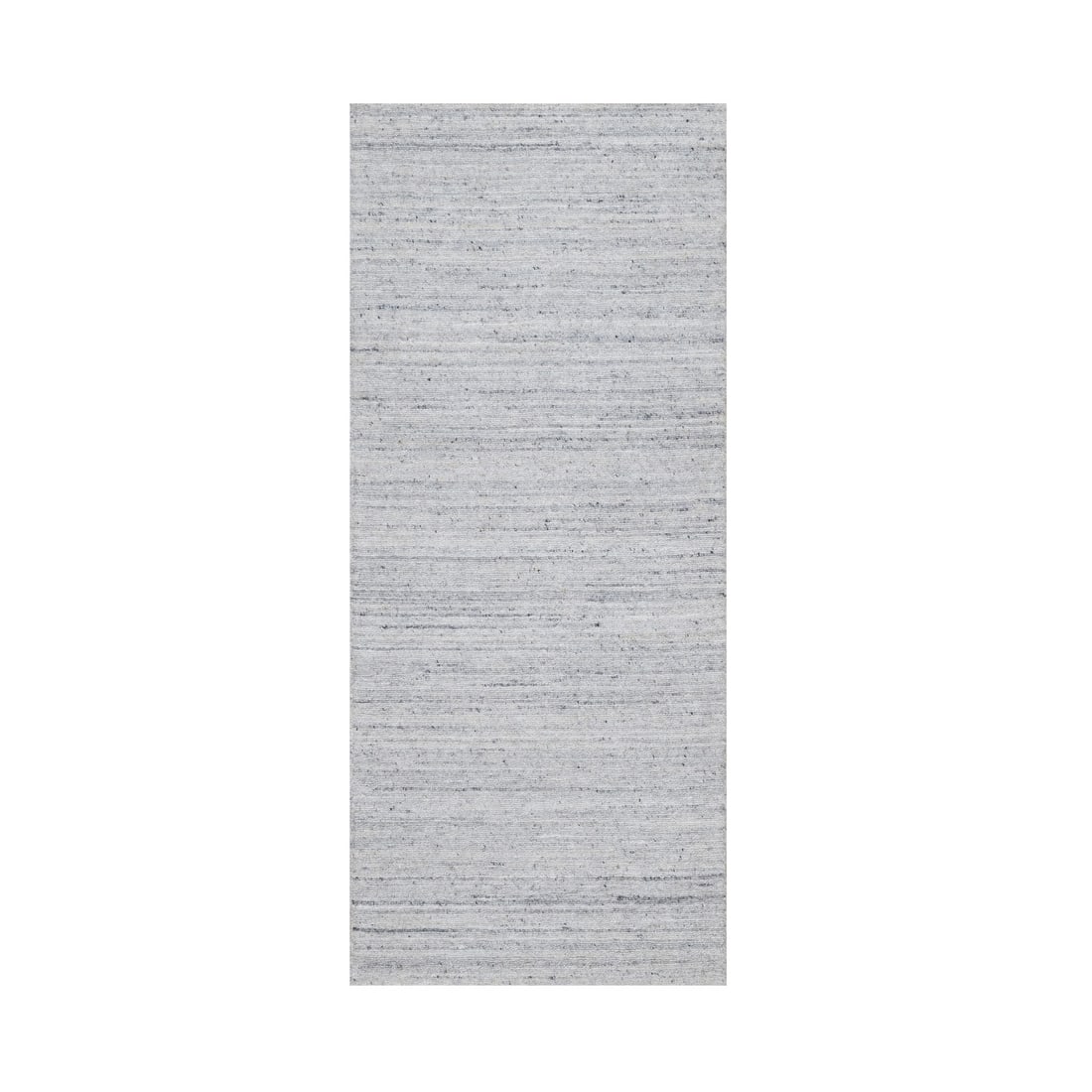 2'6"x6' White Hand Loomed Plain Modern Striae Design Pure Wool Runner Rug: 2'6"x6' White Hand Loomed Plain Modern Striae Design Pure Wool Runner Rug Pure wool, hand loomed in a modern striae design, this 2'6"x6' ivory runner rug boasts a clean, minimalist aesthetic. Made fro