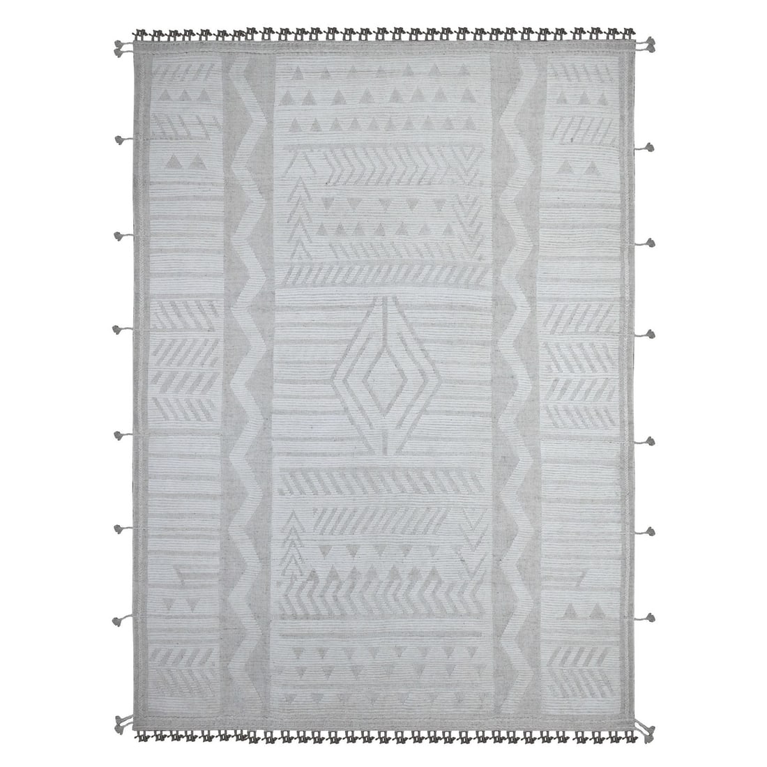 8'10"x12'3" Lazy Gray Hand Knotted Moroccan Geometric Design Oriental Rug (1 of 11)