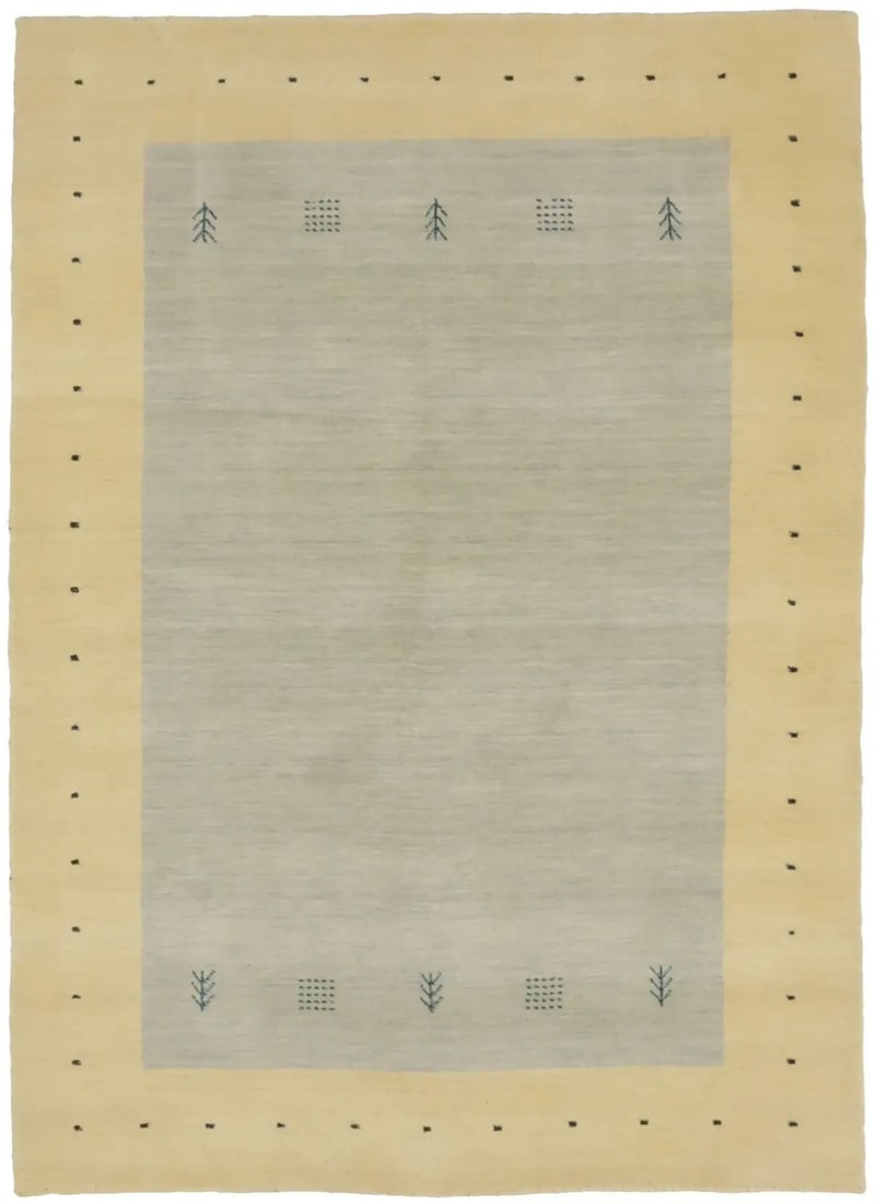 Hand-Loomed Beige Tribal Lori Gabbeh Oriental Rug Kids Room Carpet 4'8X6'6 Ft Hand-Knotted: Hand-Loomed Beige Tribal Lori Gabbeh Oriental Rug Kids Room Carpet 4'8X6'6 Ft Hand-Knotted Handloomed with precision, this 4'8 x 6'6 ft beige tribal lori gabbeh Oriental rug boasts a unique, bordered 