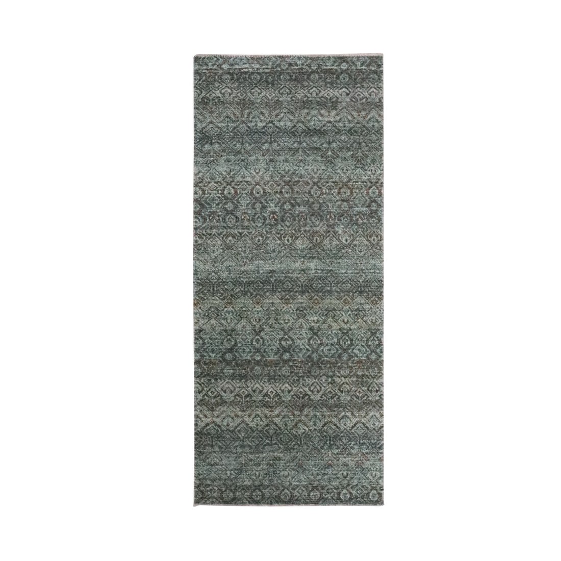 2'7"x6' Ash Grey Kohinoor Herat Pattern Wool Hand Knotted Runner Rug: 2'7"x6' Ash Grey Kohinoor Herat Pattern Wool Hand Knotted Runner Rug Grey Ash Kohinoor Herat Pattern Wool Hand Knotted Runner Rug measures 2'7" x 6'0" and features a stunning geometric design in a sub