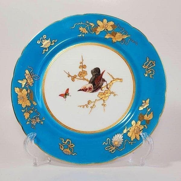 Turquoise Raised Gold Plate 19th Century Gilt Minton Antique: Turquoise Raised Gold Plate 19th Century Gilt Minton Antique Item Specifics: Number Of Items In Set: NA Origin: NA Antique: NA Shape: NA Occasion: NA Item Length: NA Vintage: NA Care Instructions: NA 