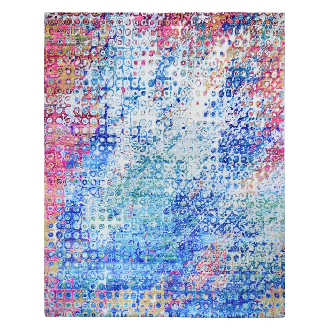Silk Colorful Hand Knotted Oversized Peacock Sari Rug 11'10"x15 (1 of 12)