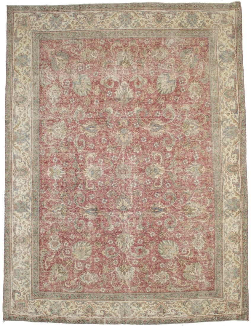 9'7X12'6 Antique Handmade Oriental Area Rug Muted Distressed Design Carpet Hand-Knotted (1 of 15)