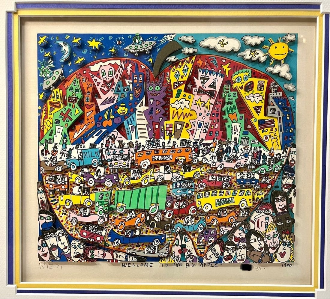 James Rizzi WELCOME TO THE BIG APPLE 3D Silkscreen Signed ED350 Framed With Box (1 of 15)