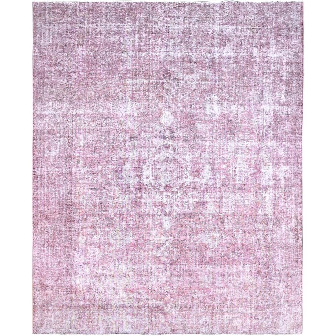 Pink Hand Knotted 8'10" 9'8" Pure Wool Oriental Rug Cleaned Tebraz Old: Pink Hand Knotted 8'10" 9'8" Pure Wool Oriental Rug Cleaned Tebraz Old The Pink Hand Knotted 8'10" 9'8" Pure Wool Oriental Rug is a stunning piece of Turkish craftsmanship, boasting a vibrant pink fie