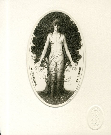 Japanese Art Exlibris Signed Print Bando Soichi Copperplate 1999 Etching (1 of 1)