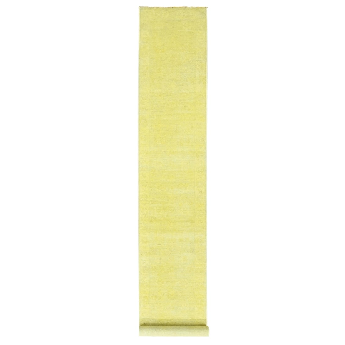 2'6"x15'10" Yellow Overdyed Peshawar Hand Knotted Wool XL Runner Rug: 2'6"x15'10" Yellow Overdyed Peshawar Hand Knotted Wool XL Runner Rug Yellow Farsian Hand-Knotted Wool Runner Rug, 2'6"x15'10" - A stunning example of Afghan craftsmanship, this 2'6" x 15'10" hand-knot
