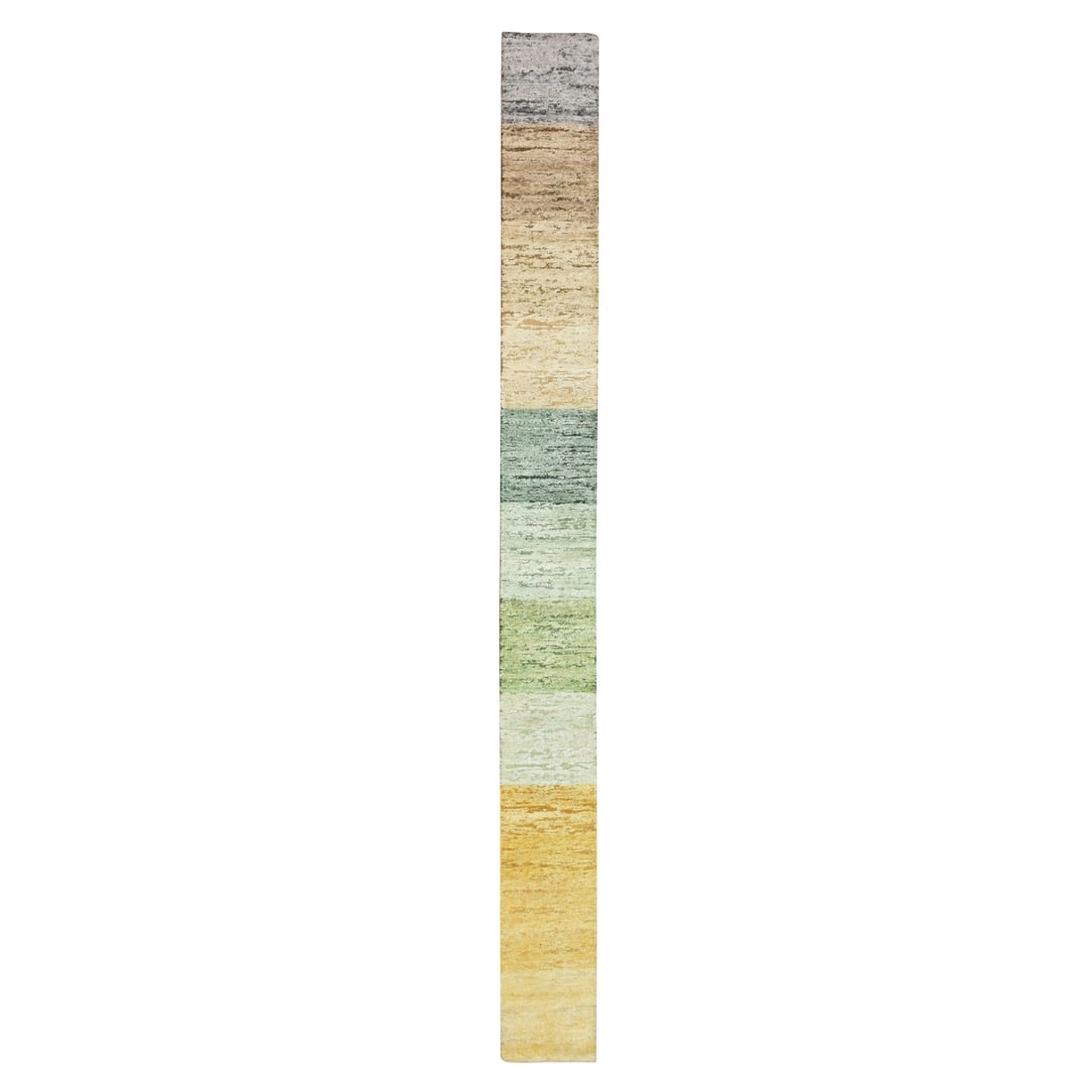 1'x11'2" Colorful for Custom Orders Wool & Silk Hand Knotted Runner Rug: 1'x11'2" Colorful for Custom Orders Wool & Silk Hand Knotted Runner Rug Silk and wool come together in this stunning, hand-knotted runner rug, measuring 134cm x 340cm. Featuring a modern design with a
