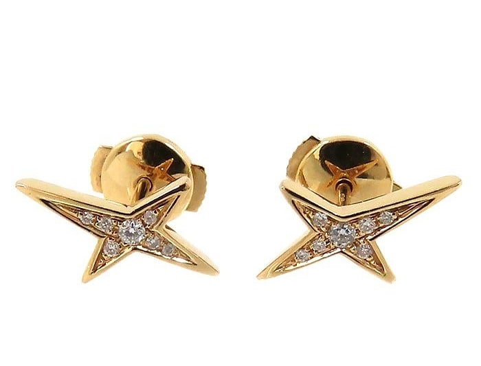 Mes Toi Nuances a Rose Diamond with Star Stud 18k Gold Earrings in Box (1 of 10)