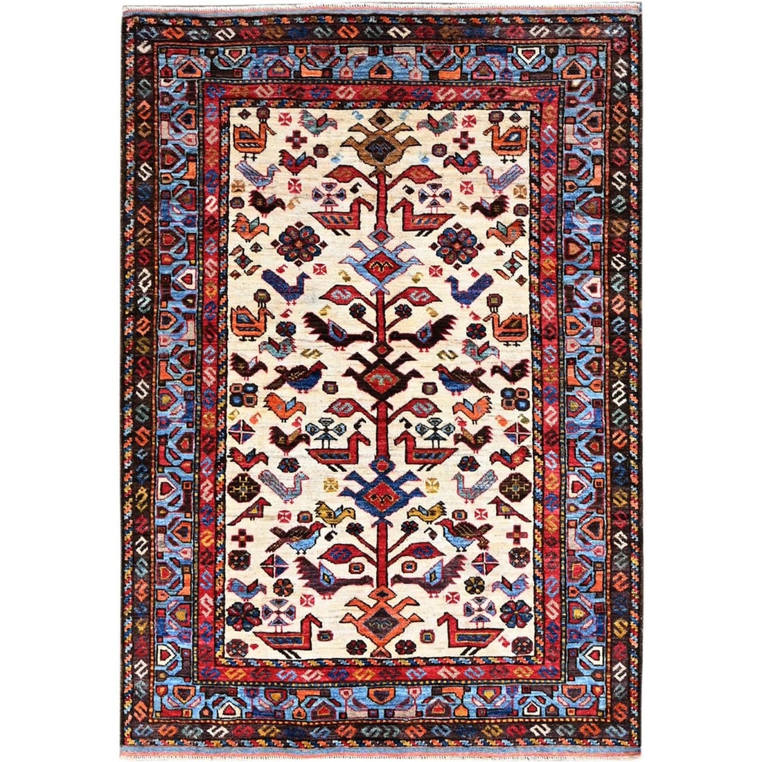 3'8"x5'4" Swiss Coffee White Hand Knotted Wool Turkish Knot Rug: 3'8"x5'4" Swiss Coffee White Hand Knotted Wool Turkish Knot Rug This stunning 3'8"x5'4" Swiss Coffee White Hand Knotted Wool Turkish Knot Rug boasts a beautiful, intricate Oriental design, showcasing 