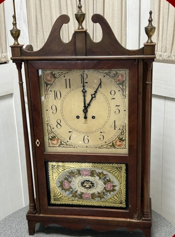 Chelsea Pillar & Scroll Clock MAHOGANY BOSTON U.S.A H 24.8in Antique Interior (1 of 10)