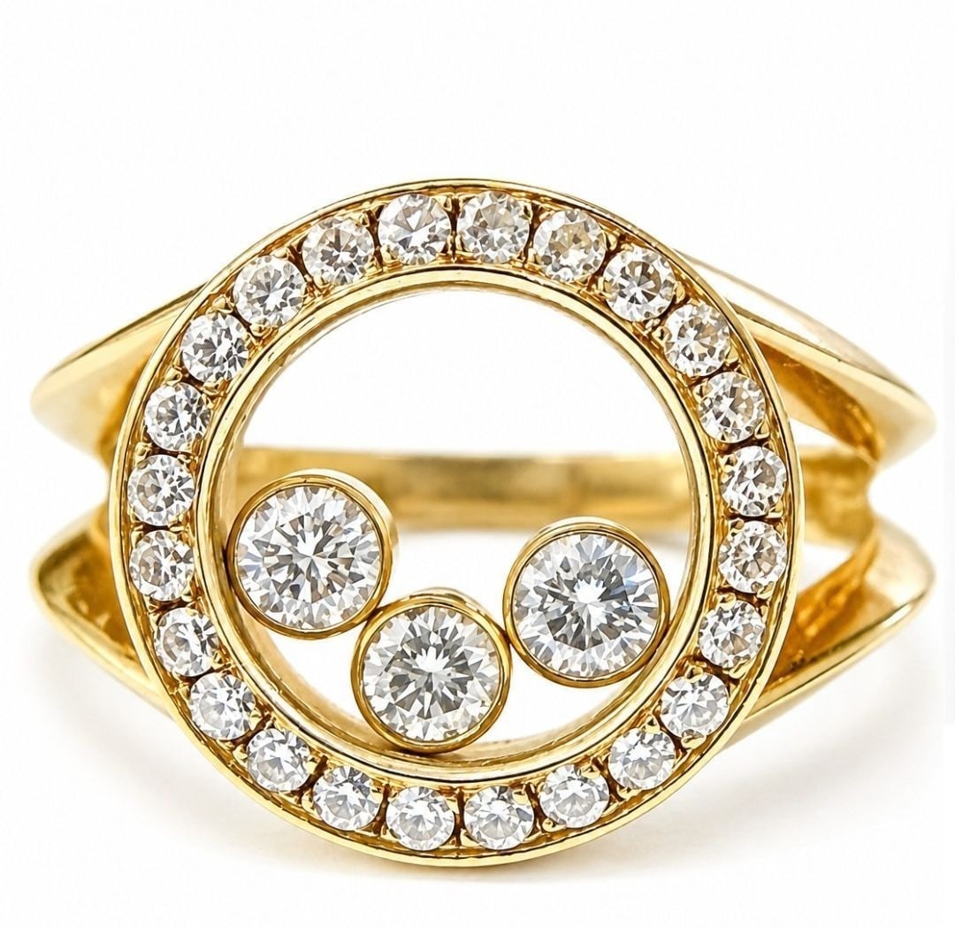Vintage Chopard Happy Diamonds Icon 18k Rose Gold Round Ring US 4 EU47 (1 of 20)