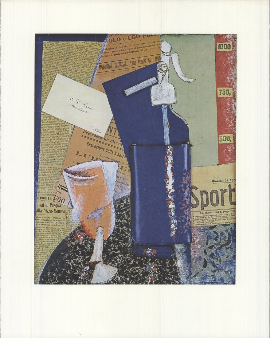 CARLO CARRA Sifone di Seltz 19.75" x 15.75" Offset Lithograph 1990 Cubism (1 of 4)
