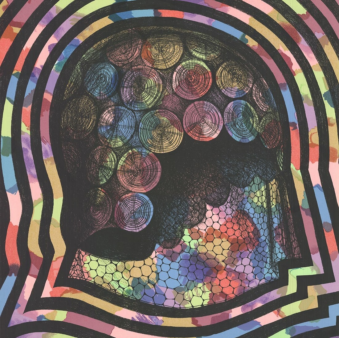 ART VAN DER LAY Bubble Echo 29.75" x 29.75" Serigraph 1985 Contemporary Multicol (1 of 1)