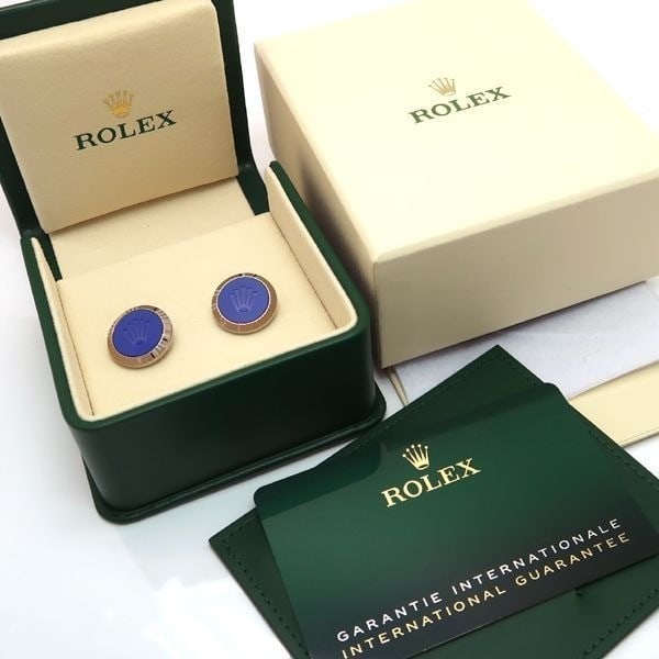 Rolex Fluted Blue Cerachrom 18k White Gold Cufflinks A1039BLUE with Box Papers (1 of 8)