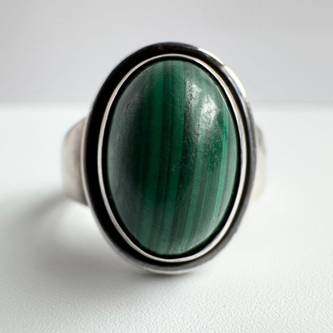 Georg Jensen No.46B Malachite Sterling Silver Ring US6 in Rare (1 of 12)