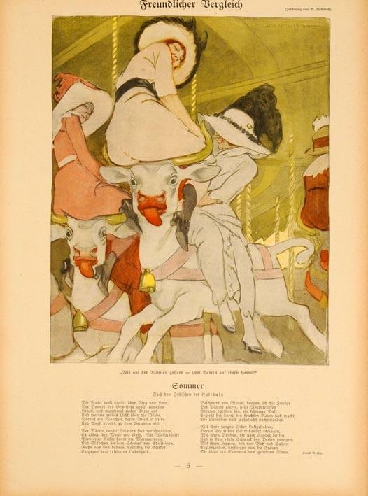 Merry Go Round 1913 By Marcello Dudovich On Linen Original (1 of 1)