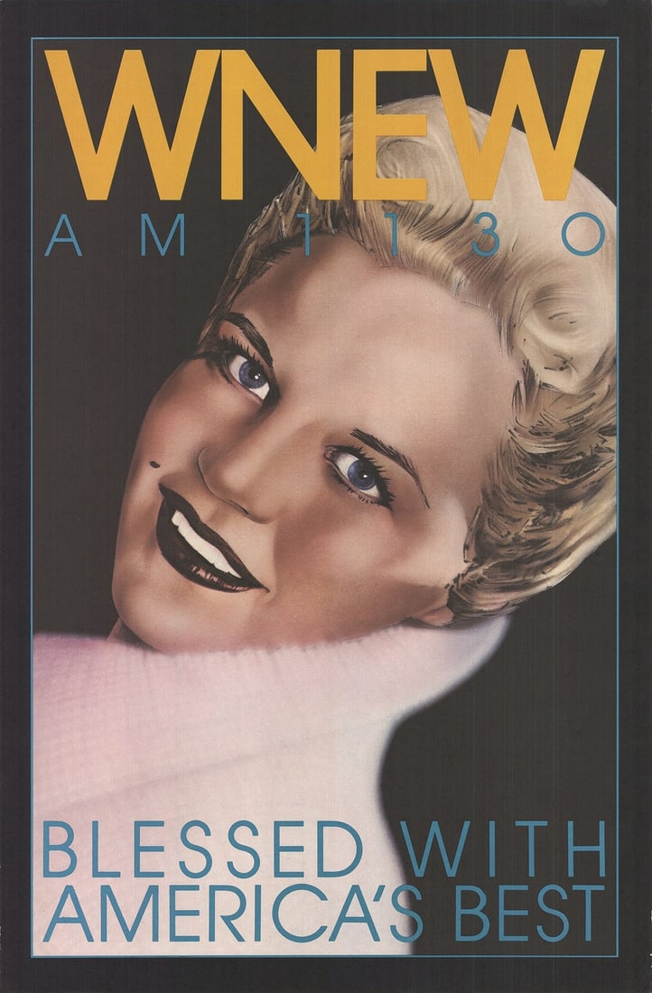 BOB LEE HICKSON WNEW Peggy Lee 45" x 29.5" Offset Lithograph 1975 Vintage Yellow (1 of 4)