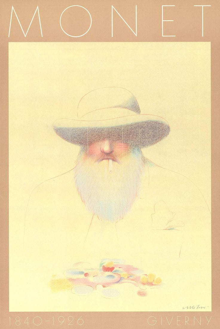 MILTON GLASER Portrait of Monet 36" x 24" Poster Pop Art Brown Man (1 of 1)