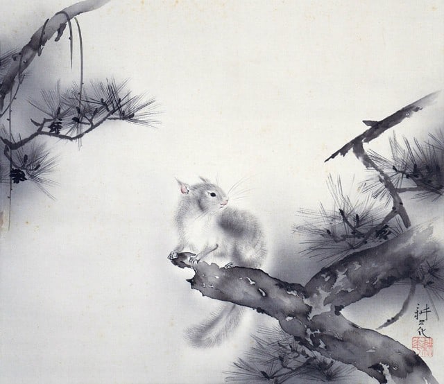 Japanese Woodblock Print Yamamura Koka Squirrel Shin hanga Toyonari Art (1 of 3)