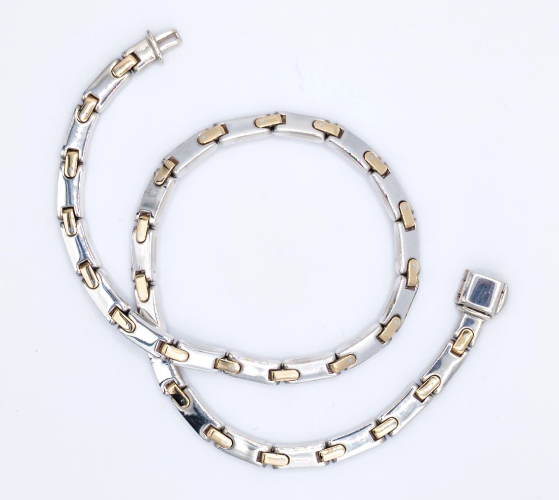 Vintage Tiffany & Co Bar H Link Sterling Silver 18k Yellow Gold Necklace 6.4mm: Vintage Tiffany & Co Bar H Link Sterling Silver 18k Yellow Gold Necklace 6.4mm Item Specifics: Occasion: Anniversary Birthday Christening Christmas Confirmation/Communion Engagement Father's Day Gradu